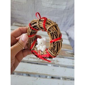 Country wreath bear ornament mini Xmas holiday tre